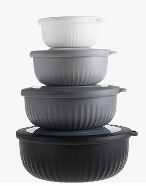 Cook with Color Mixing Bowls with TPR Lids - 12 Piece Plastic Nesting Bowls  Set includes 6 Prep Bowls and 6 Lids 